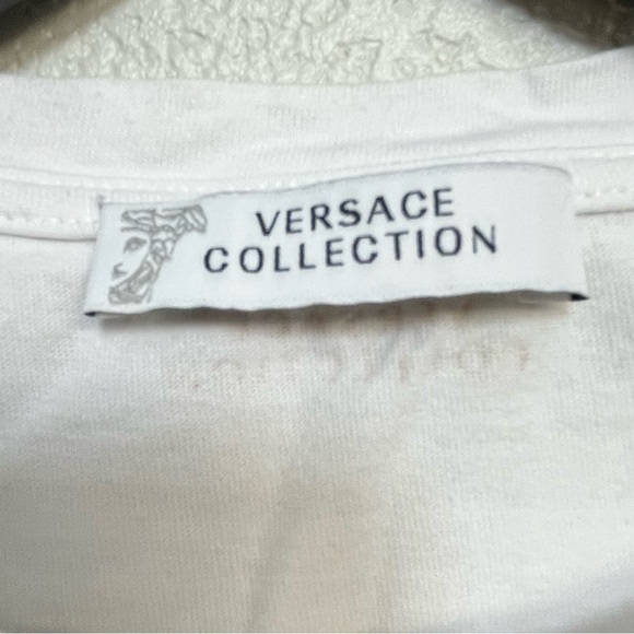 Versace Collection White T-Shirt Metallic Gold Logo - Picture 3 of 7
